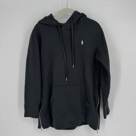 Polo Ralph Lauren sweatshirt womens small S black hoodie side zip class athletic - Picture 1 of 6